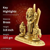 Brass Shreeyaash Shankh Chakra tilak showpiece, traditional home decor item (Height 9 cm, 320 gm)