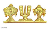 Gold-plated Brass Shankh Chakra Namah of Lord Vishnu Tirupati Balaji, ideal for car decoration