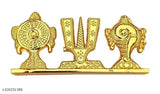Gold-plated Brass Shankh Chakra Namah of Lord Vishnu Tirupati Balaji, ideal for cars