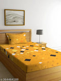 HAASYA Premium yellow cotton flat single bedsheets (60 x 90), wrinkle-free with 1 pillow cover (17 x 27), breathable for summer