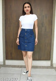 Denim western skirt for women, solid pattern, feminine and fashionable, size 26, 28, or 30, made in India