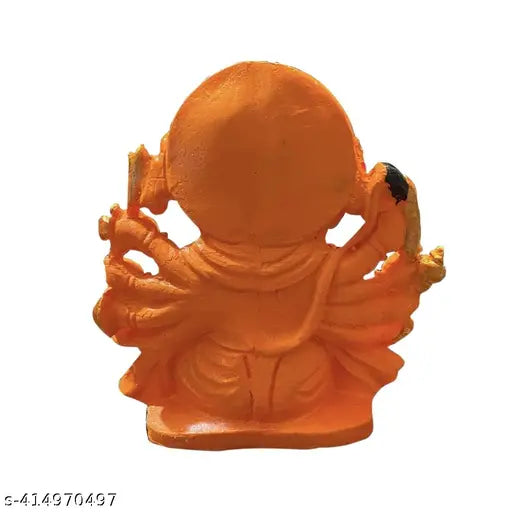 Orange Hanuman resin idol for home or office decor, 5-inch height for pooja temple showpiece and vastu gift