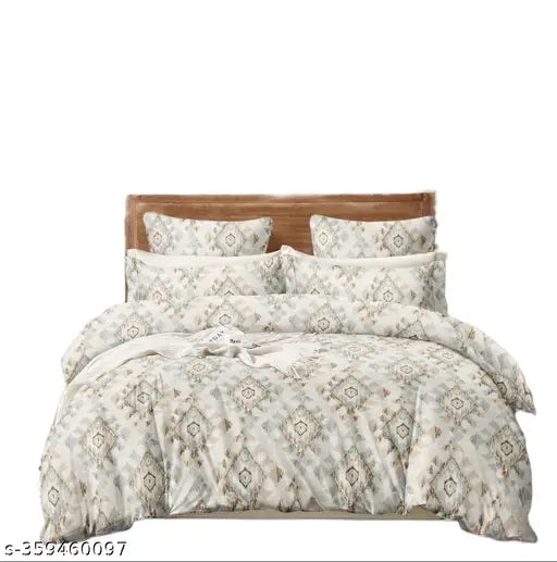White glace cotton double bedsheet with 2 pillow covers, high-quality linen for cozy sleep