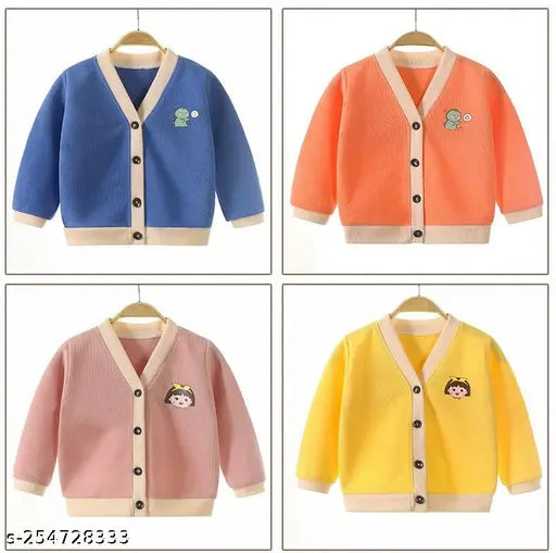 Cotton blend baby cardigan, solid color, long sleeves, hand wash only, vibrant colors, perfect for newborns (6-12 months or 1-2 years), made in China