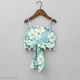 Art Silk floral printed sleeveless lehenga choli for kids, vibrant and stylish Indian wear for festivals or celebrations