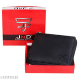 BI Men black PU round zip wallet, durable 2-compartment design with coin pocket and currency compartments, made in exclusive high-quality leather, free size (12cm x 9cm)