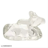 Crystal Sphatik Nandi Idol Statue (40gm), transparent, from Haridwar - Detailed depiction of Nandi, vehicle of God Shiva