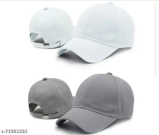 Solid cotton unisex sports cap pair - ideal for running, gym, travel, sun protection