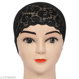 Black-Red-Purple-Grey Monati Cotton Headscarf Net Design Pack of 4, stretchable jersey fabric for versatile wear