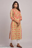 Pink Beige printed plus size cotton kurta, high-quality women's Indian fashion with three-quarter sleeves