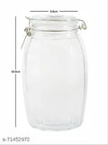 Clear glass food storage jars, airtight and 1800ml capacity, ideal for storing dry goods