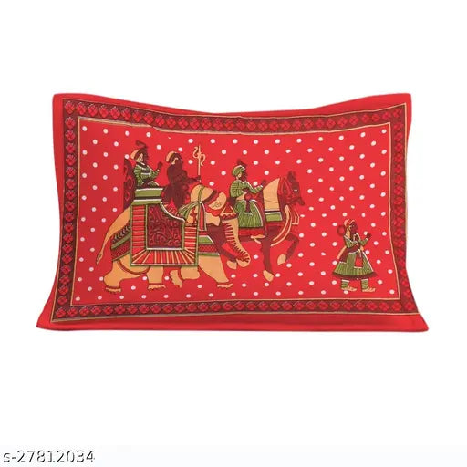 Pure cotton Jaipuri printed single bedsheet with 1 pillow cover, high-quality superfine flat sheets, ideal for adult bedrooms, India origin