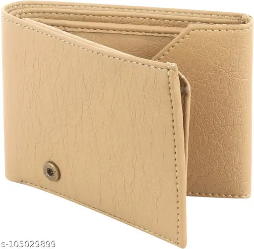 PU leather bi-fold men's wallet (2 compartments, 9 card slots, 2 secret, 1 coin pocket). Solid colored, compact, durable interior with polyester lining. Perfect for Diwali, birthday, or wedding gifts