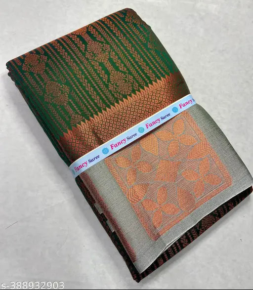 Banarsi silk brocade saree with contrast border, perfect for weddings, daily wear, and party events in vibrant Indian design