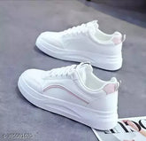 Skybob synthetic sneakers for women and girls, solid pattern lace-up sneakers for partywear, walking, running, and casual sports