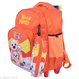 Orange polyester net Indian Riders Ice Bear Happy Family Kids School Travel Trolley Bag (25 L), waterproof and durable