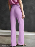 High rise cotton blend trousers for women, solid net design - India-made, size S, M, L, XL, XXL