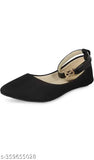 Synthetic leather ballerinas for fashionable flat bellies, buckle detail, ideal for women's parties