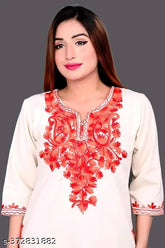 Woolen Aari Kurti, three-quarter sleeve, winter elegance opulence, printed combo, Indian craftsmanship