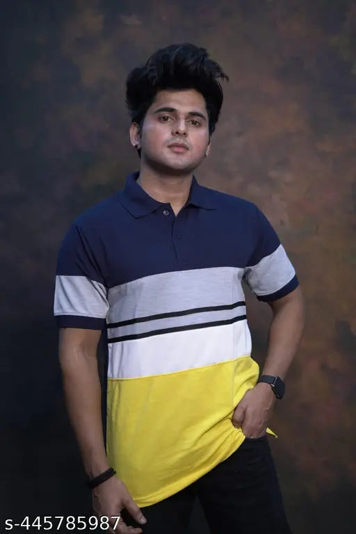 Striped cotton blend T-shirts for boys party wear, trendy and glamorous