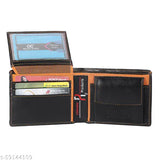 Solid Pu leather men's formal wallet, features 2 compartments & 3 card slots. Gift-boxed, perfect for travel or parties." (107 characters)