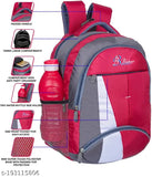 Waterproof red, white, grey canvas backpack (36L), multicolor laptop compartment for school and college use