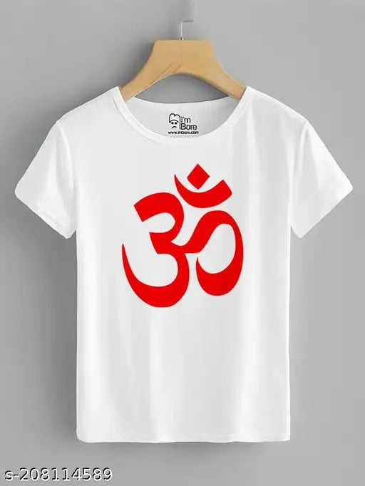 Om printed cotton blend t-shirt, short sleeves, Indian made