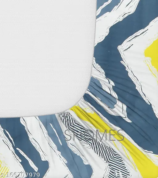 Multi-color, premium soft cotton, elasticated fitted double bedsheet (72x78x8 inches) with two pillow covers, ideal for summer and adult use. Made from high-quality Indian cotton