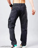 Solid denim 6-pocket men's jeans, size 28/30/32/34
