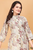 Art Silk women's straight kurta and palazzo set, three-quarter sleeves, printed design, Indian ethnic wear