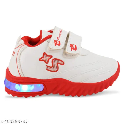 T101Red LED Kids Shoes - Lightweight, Breathable, Synthetic EVA Sole, Velcro Fastening, Ideal for Outdoor Play