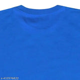 Royal Blue cotton blend unisex oversized t-shirt with printed net design, three-quarter sleeves, size M-XXXXL. Fashionable apparel for all