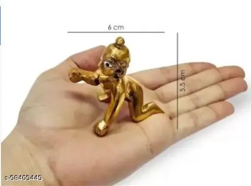Brass Gold Plated Krishna Idol (Laddu Gopal Murti with Dress Combo) - handcrafted, medium-sized statue from Haridwar, India