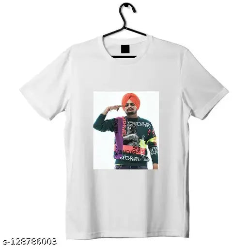 Moose Wala Polyester T-Shirt, printed design featuring Sidhu Moosewala, short sleeves, India-made