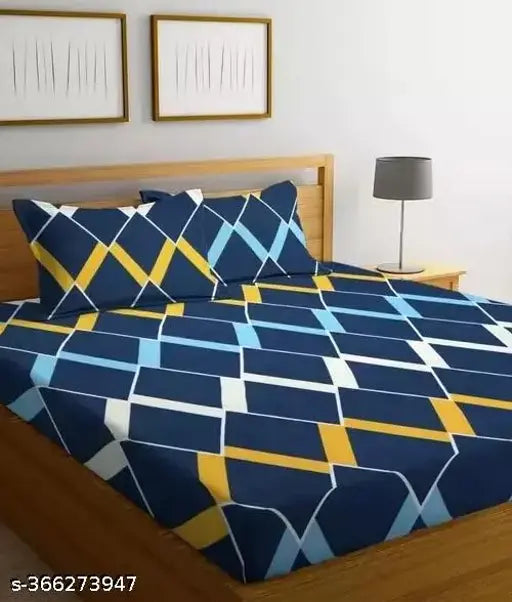 Elmora Home Decor Supersoft Cotton King Size Checked Flat Bedsheet & Pillow Covers, double bed size - 225cm x 228cm, pillow cover 45cm x 70cm