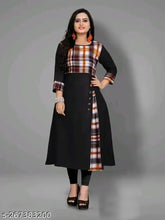 Black cotton printed kurti, three-quarter sleeves, checked pattern. Perfect for parties or outings. Lightweight cotton blend ensures comfort and a perfect fit. Made in India