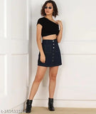 Dark blue denim mini skirt, Western style jeans for summer - high-quality stretchable fabric, versatile fit for all seasons and body types
