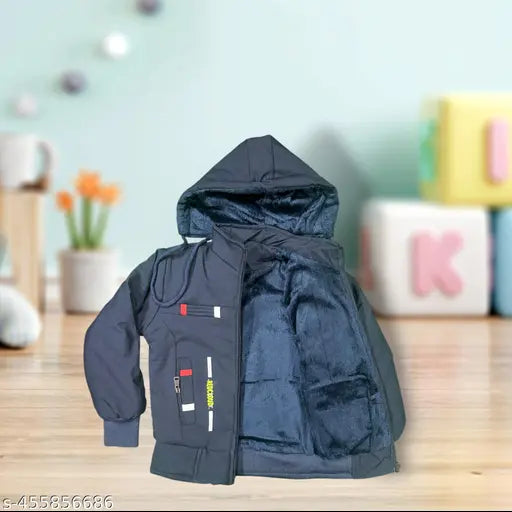 Redcloud kids jackets, polyester, long sleeves, solid print or printed net. Fun and stylish boys' jacket for casual or outdoor wear. Quality crafted, comfortable, and durable for colder days. Origin: India, sizes: 6-7 years, 7-8 years, 8-9 years, 9-10 years