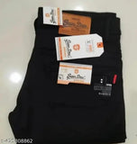 Stylish black denim jeans for men, premium cotton blend, machine washable, mid-rise, full length, solid