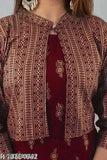 Blue rayon printed Jacklin kurta with jacket, three-quarter sleeves - Indian women's fashion
