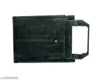 Genuine leather RFID wallet, 12 slots, black, sleek design for men. Premium quality, RFID blocking technology, perfect fit for front or back pocket. Ideal gifting option for various occasions. Handcrafted in India