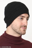 Attractive wool beanie hat for men, self-design pattern in onesize, handcrafted from India