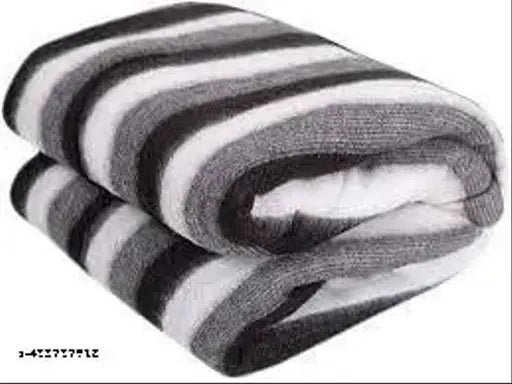 Richlinen striped wool blanket, warm and soft for travel or gifting in AC rooms, ideal for donation or hotel use