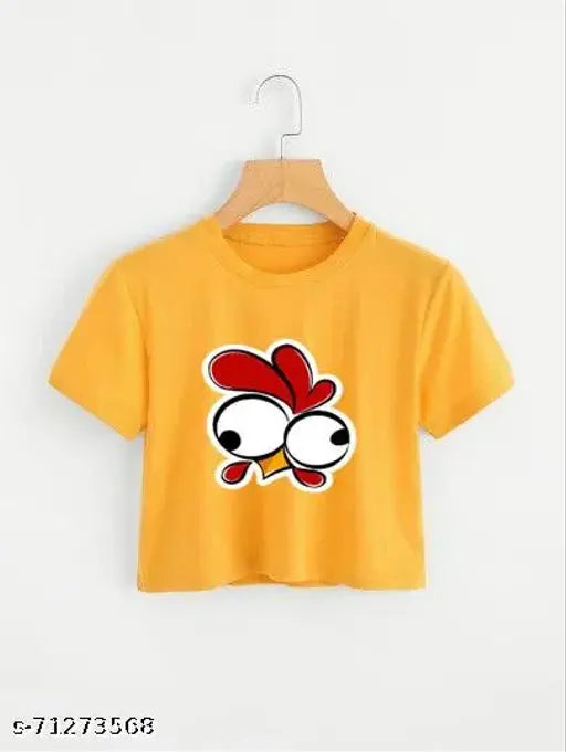 Cotton blend printed Pretty Fashionista women's short-sleeved T-shirt, vibrant design on display