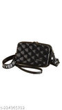 Bubble black leather sling bag, sleek and trendy women's accessory