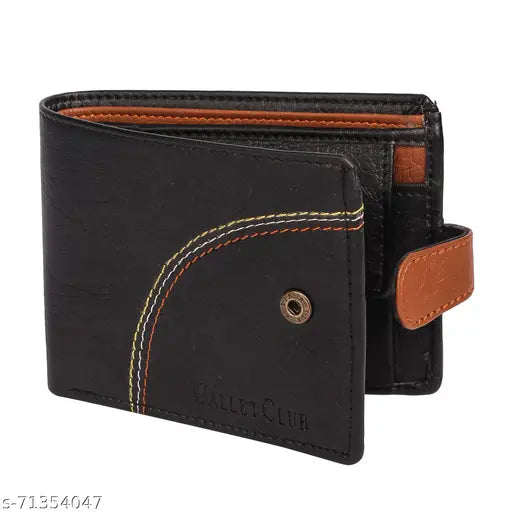 Solid PU men's wallet, free size, 2 compartments, made in India