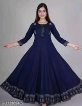 Rayon Forever Anarkali gown, single solid color three-quarter sleeve dress for women, India-made