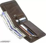 Trendy men's brown faux leather wallet with double zipper, exquisite hardware, and fashionable design. Solid color, free size (11cm x 9cm). Ideal for organizing cards and money. Modern, sophisticated accessory for everyday use or as a gift. Made in India