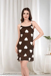 Trendy sleeveless printed net nightdress, lightweight & breathable women's sleepwear from India