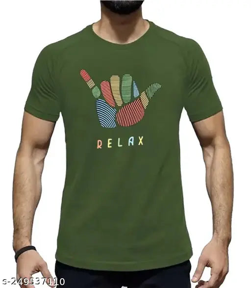 Relax 100% cotton short-sleeved t-shirts, printed design, multiple sizes M, L, XL. Made in India
